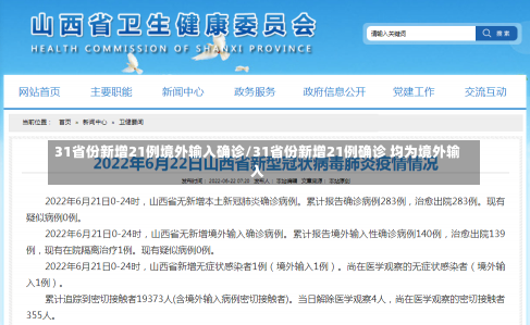 31省份新增21例境外输入确诊/31省份新增21例确诊 均为境外输入
