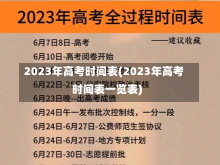 2023年高考时间表(2023年高考时间表一览表)