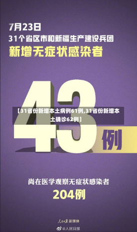 【31省份新增本土病例61例,31省份新增本土确诊62例】