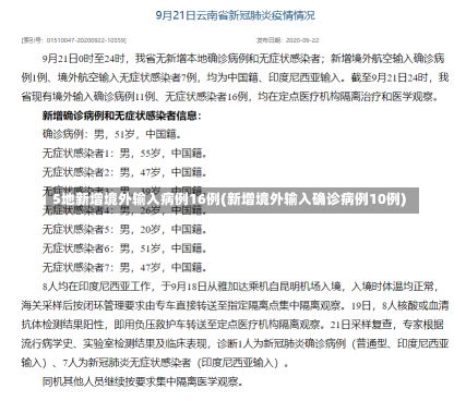 5地新增境外输入病例16例(新增境外输入确诊病例10例)