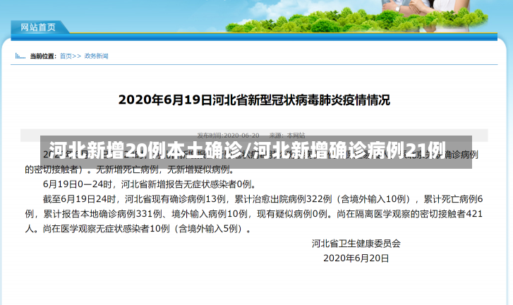 河北新增20例本土确诊/河北新增确诊病例21例