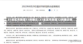 31省区市新增11例确诊/31省区市新增12例确诊病例