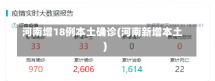 河南增18例本土确诊(河南新增本土)