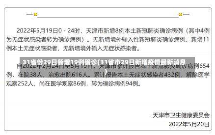 31省份29日新增19例确诊(31省市29日新增疫情最新消息)