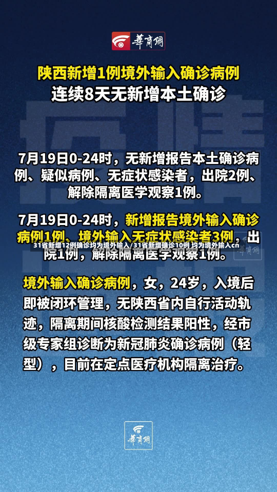 31省新增12例确诊均为境外输入/31省新增确诊10例 均为境外输入cn