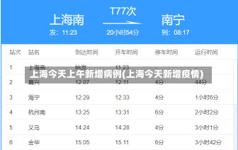 上海今天上午新增病例(上海今天新增疫情)