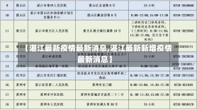 【湛江最新疫情最新消息,湛江最新新增疫情最新消息】