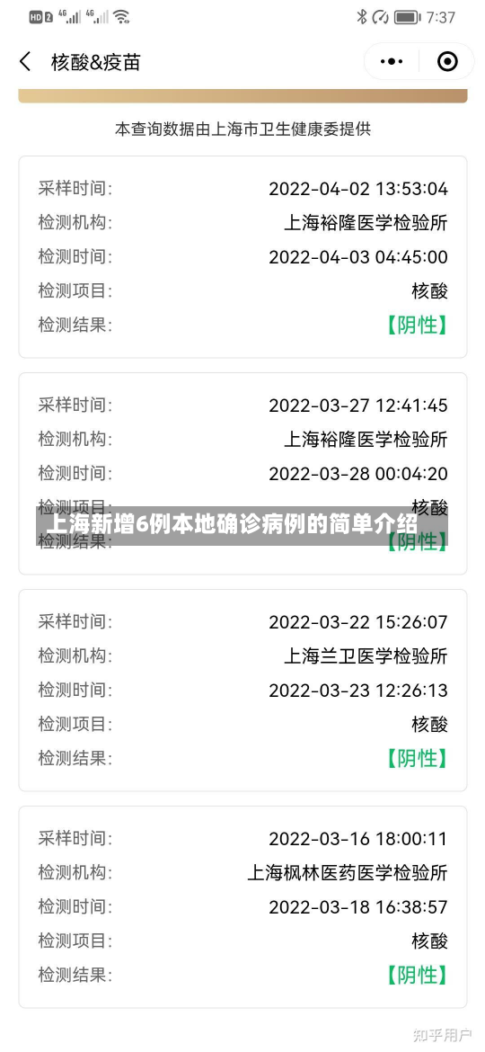 上海新增6例本地确诊病例的简单介绍