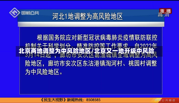 北京两地调整为中风险地区/北京又一地升级中风险