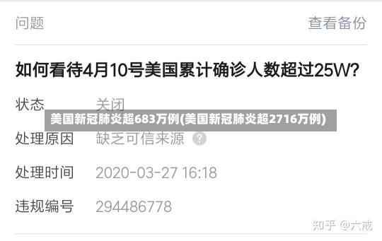 美国新冠肺炎超683万例(美国新冠肺炎超2716万例)