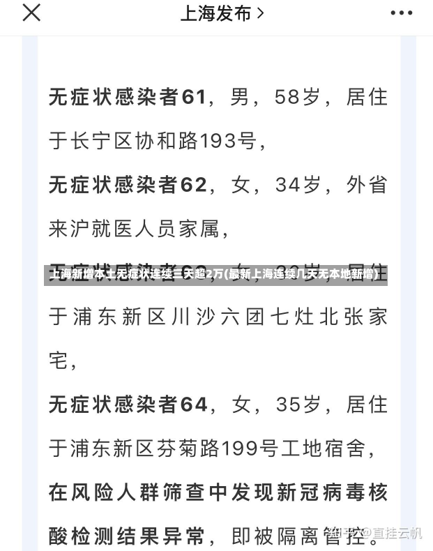 上海新增本土无症状连续三天超2万(最新上海连续几天无本地新增)