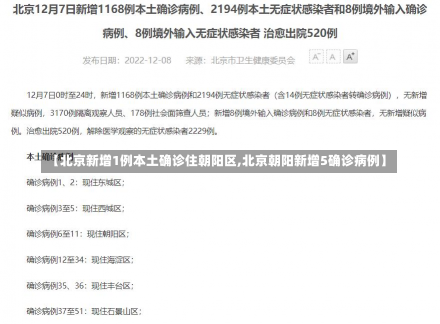 【北京新增1例本土确诊住朝阳区,北京朝阳新增5确诊病例】