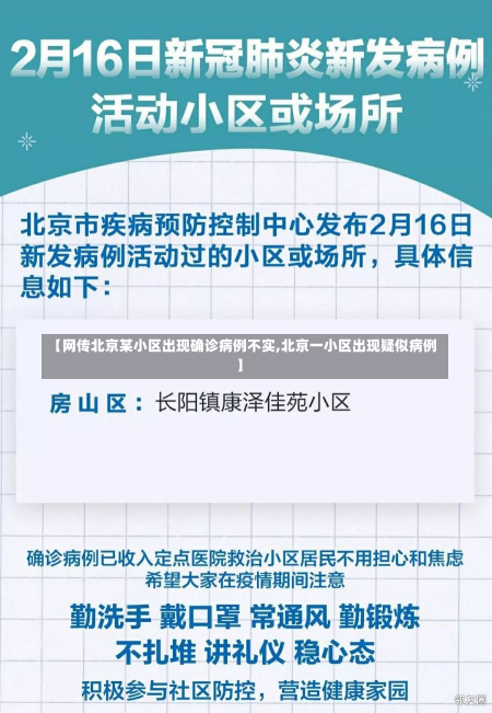 【网传北京某小区出现确诊病例不实,北京一小区出现疑似病例】