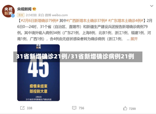 31省新增确诊21例/31省新增确诊病例21例