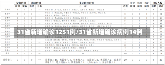 31省新增确诊1251例/31省新增确诊病例14例