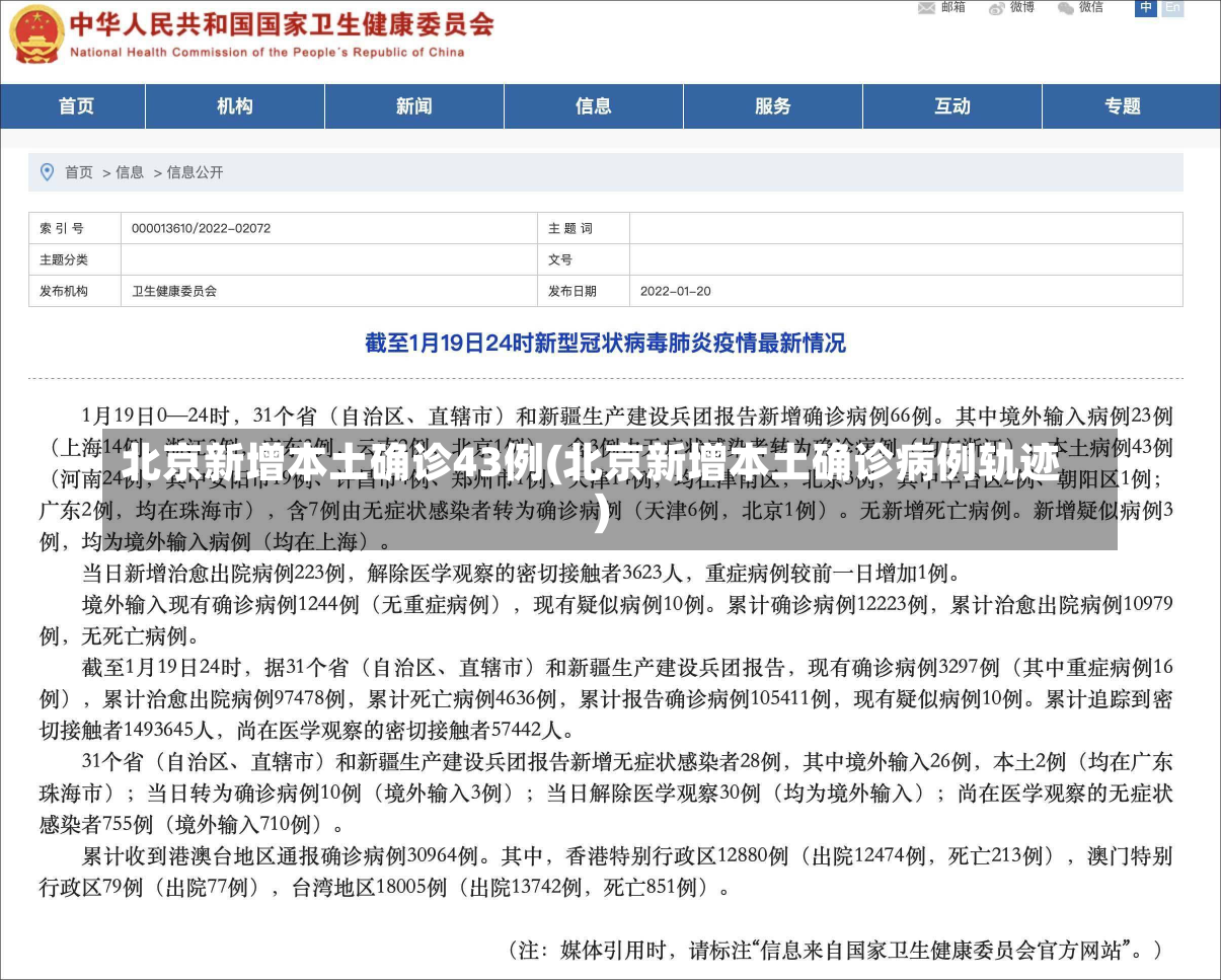 北京新增本土确诊43例(北京新增本土确诊病例轨迹)