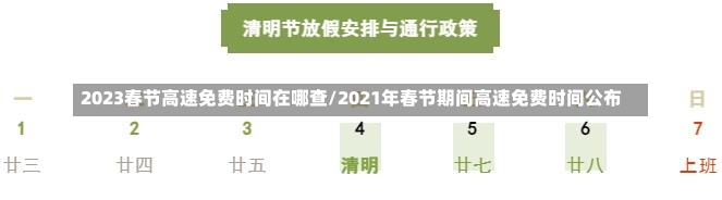 2023春节高速免费时间在哪查/2021年春节期间高速免费时间公布