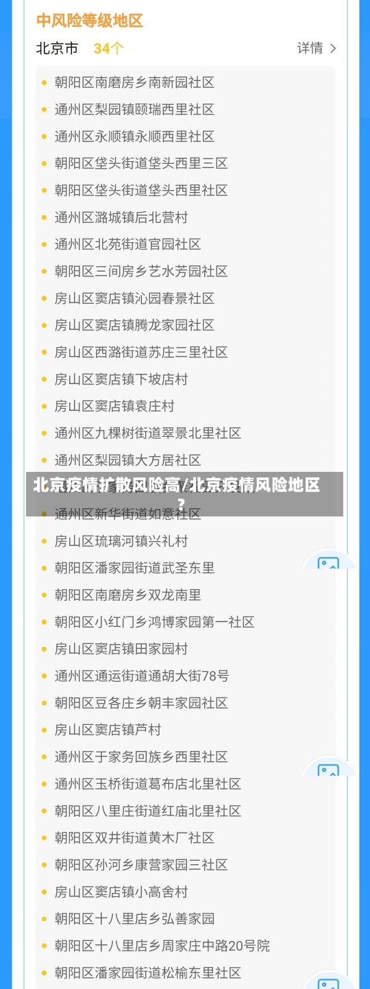 北京疫情扩散风险高/北京疫情风险地区?