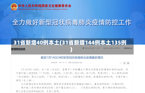 31省新增40例本土(31省新增144例本土135例)
