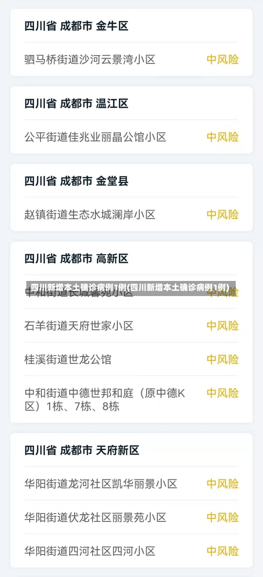 四川新增本土确诊病例1例(四川新增本土确诊病例1例)
