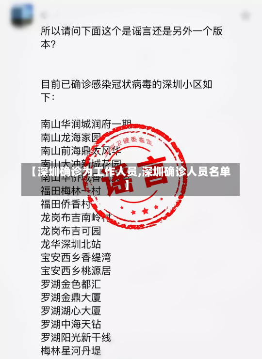 【深圳确诊为工作人员,深圳确诊人员名单】