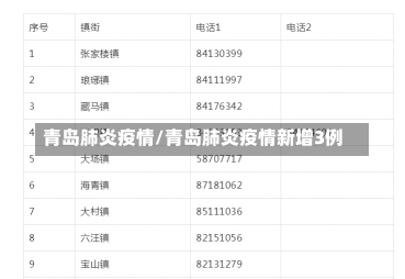 青岛肺炎疫情/青岛肺炎疫情新增3例