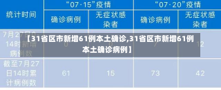 【31省区市新增61例本土确诊,31省区市新增61例本土确诊病例】