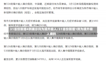 31省份新增4例确诊均为境外输入/31省份新增1例为境外输入病例