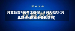 河北新增4例本土确诊、7例无症状(河北新增4例本土确诊病例)
