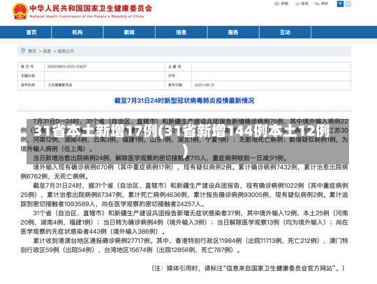 31省本土新增17例(31省新增144例本土12例)