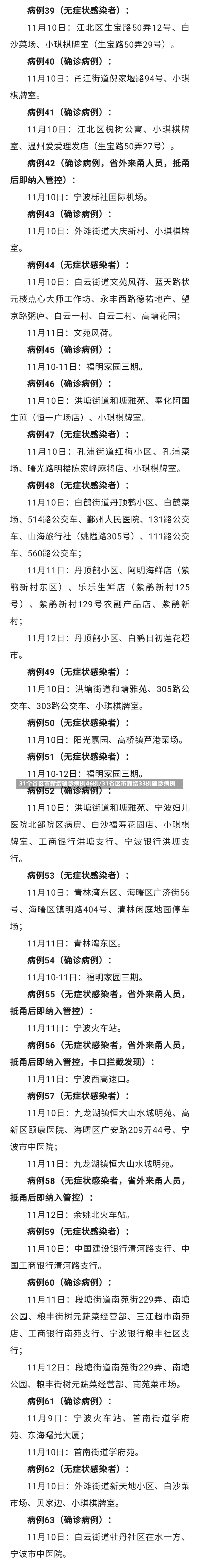 31个省区市新增确诊病例46例/31省区市新增33例确诊病例