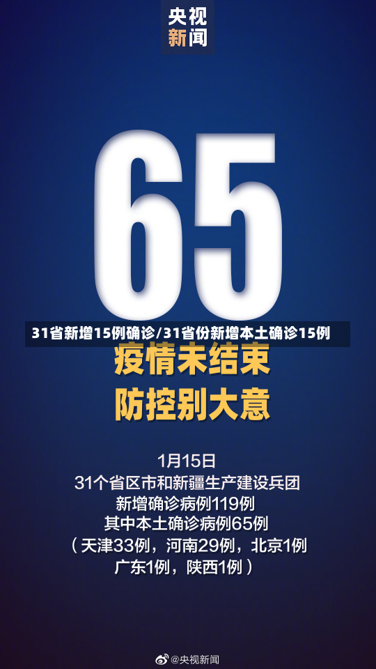 31省新增15例确诊/31省份新增本土确诊15例