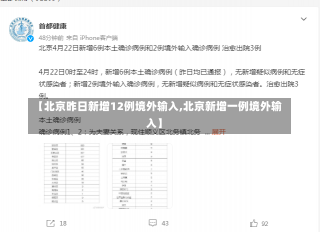 【北京昨日新增12例境外输入,北京新增一例境外输入】