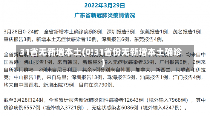 31省无新增本土(0!31省份无新增本土确诊)