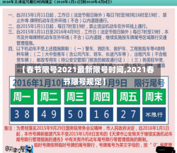 【春节限号2021最新限号时间,2021春节限号规定】