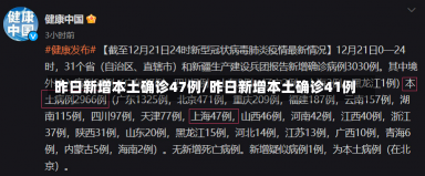 昨日新增本土确诊47例/昨日新增本土确诊41例