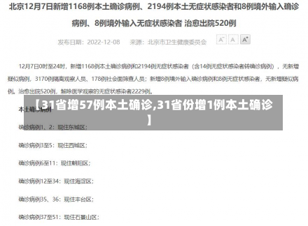 【31省增57例本土确诊,31省份增1例本土确诊】