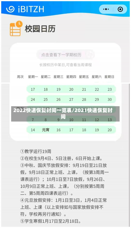 2022快递恢复时间一览表/2021快递恢复时间