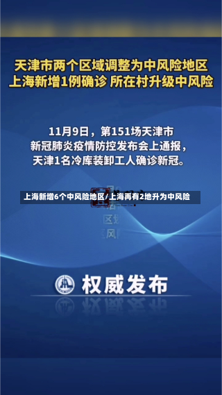 上海新增6个中风险地区/上海再有2地升为中风险