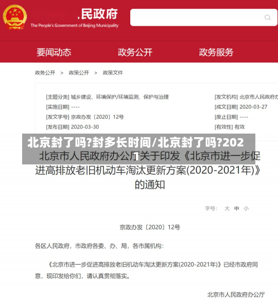 北京封了吗?封多长时间/北京封了吗?2021