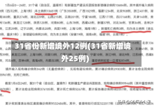 31省份新增境外12例(31省新增境外25例)