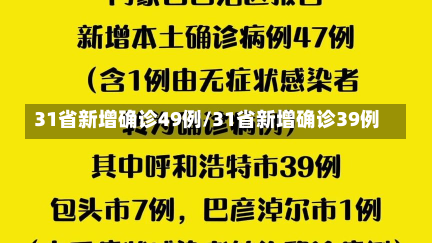 31省新增确诊49例/31省新增确诊39例