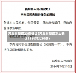 河北省新增23例确诊(河北省新增本土确诊23例河北20例)