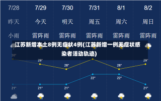 江苏新增本土8例无症状4例(江苏新增一例无症状感染者活动轨迹)