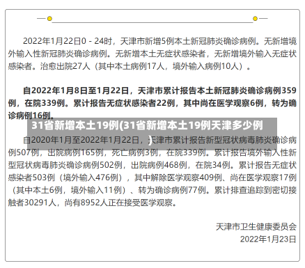 31省新增本土19例(31省新增本土19例天津多少例)