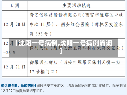 【沈阳一号病例,沈阳一号病例流调】