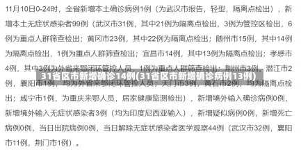 31省区市新增确诊14例(31省区市新增确诊病例13例)