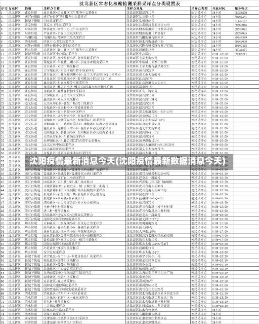 沈阳疫情最新消息今天(沈阳疫情最新数据消息今天)