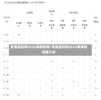 冬奥会时间2022具体时间/冬奥会时间2022具体时间是几点