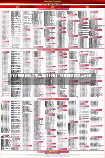 31省份昨日新增本土确诊9例(31省昨日新增本土61例)